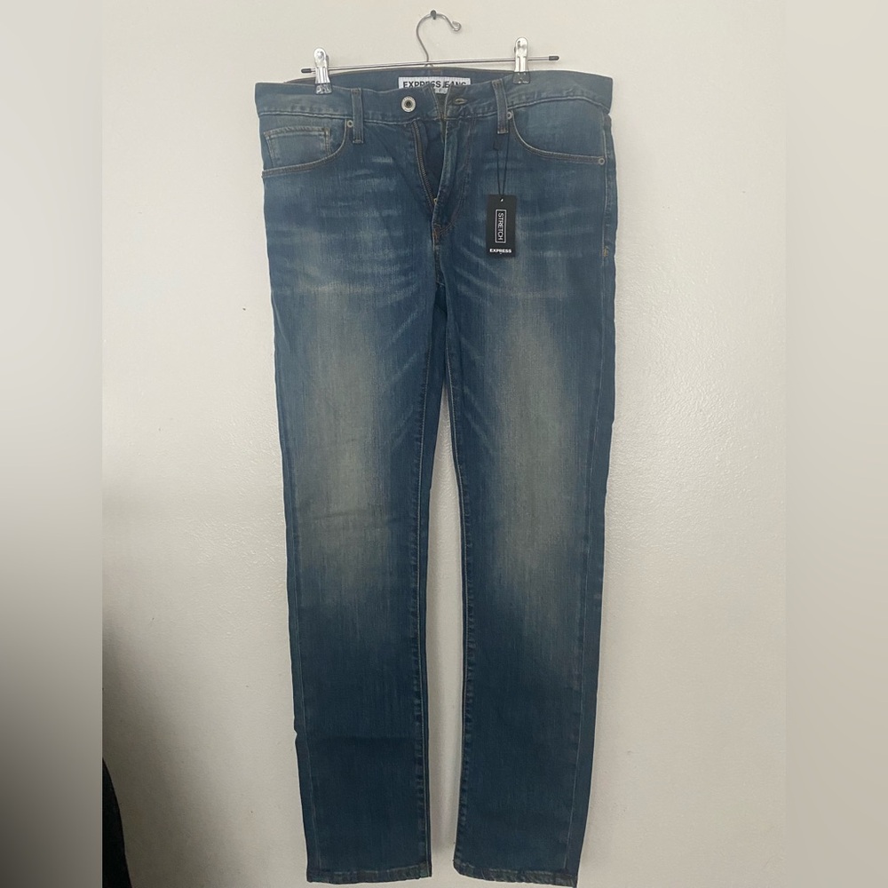 Express New Men's Slim Jeans in Faded Blue